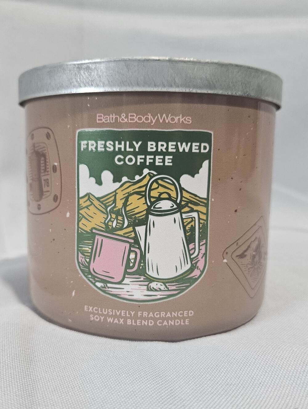 BATH & BODY WORKS FRESHLY BREWED COFFEE 3 WICK CANDLE Warm Cozy Scent Brand New!